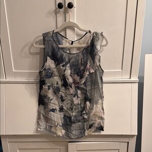 United Colors Of Benetton Floral Ruffle Blouse - Black and Cream